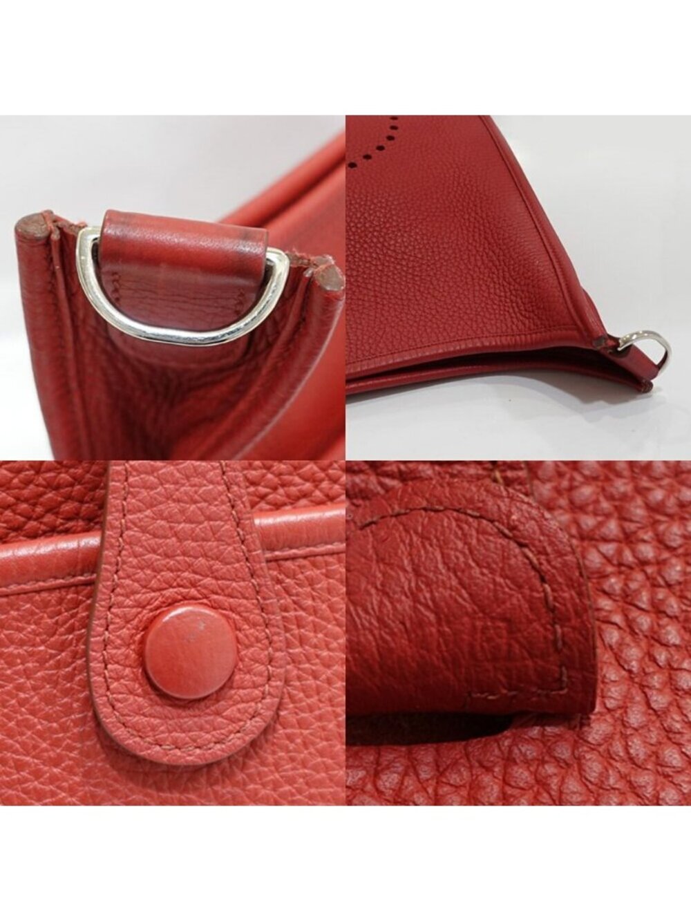 Hermes Evelyne 3 Trois PM Made Togo Red Silver Shoulder Bag - Picture 6 of 7